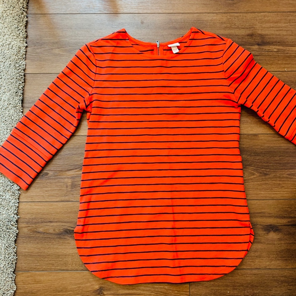 MERONA (XS) orange/navy blue striped long sleeve
